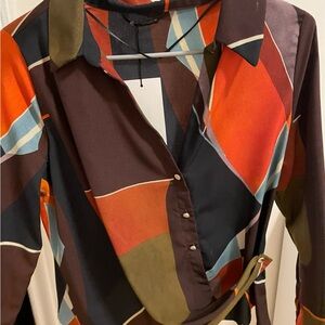 Zara Multicolor Geometric Blouse